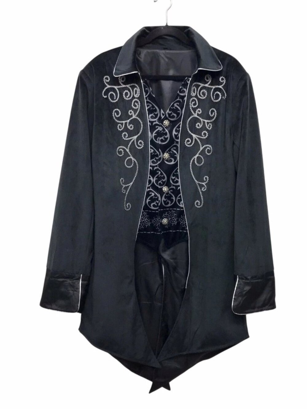 Gothic Steampunk Men's Frock Jacket - Black & Silver